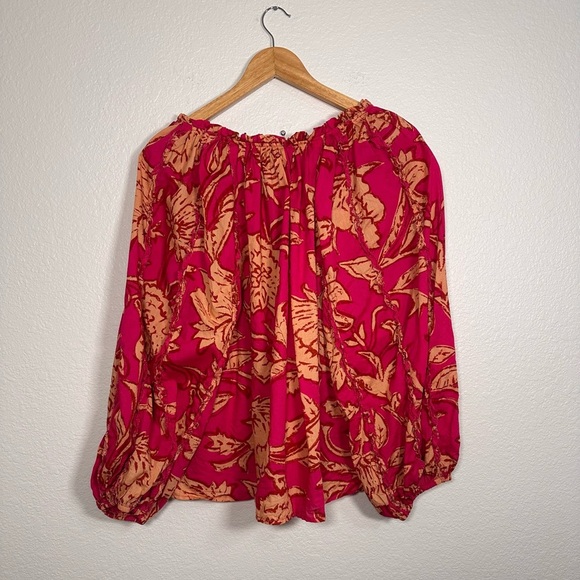 Pink & Orange Floral Blouse by Calligraphie - Picture 2 of 5